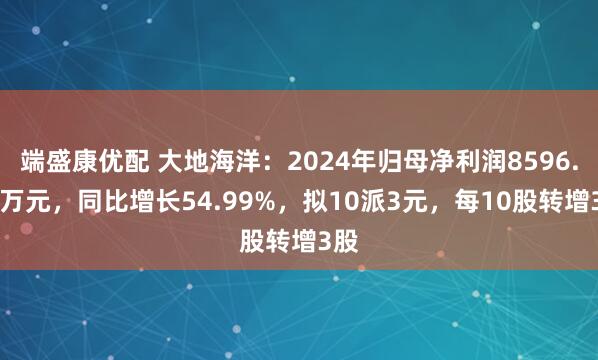端盛康优配 大地海洋：2024年归母净利润8596.96万元，同比增长54.99%，拟10派3元，每10股转增3股