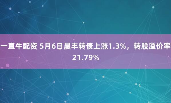 一直牛配资 5月6日晨丰转债上涨1.3%，转股溢价率21.79%