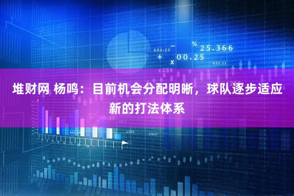 堆财网 杨鸣：目前机会分配明晰，球队逐步适应新的打法体系