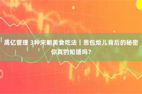 高亿管理 3种宋朝美食吃法｜葱包烩儿背后的秘密你真的知道吗？